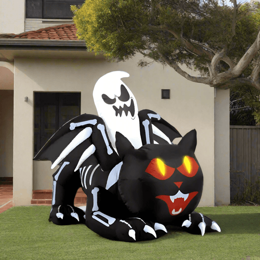 Skeleton Halloween Cat with Ghost Rider - 150cm
