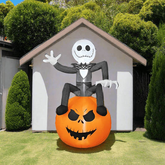 Skeleton sitting on Pumpkin Inflatable - 180cm