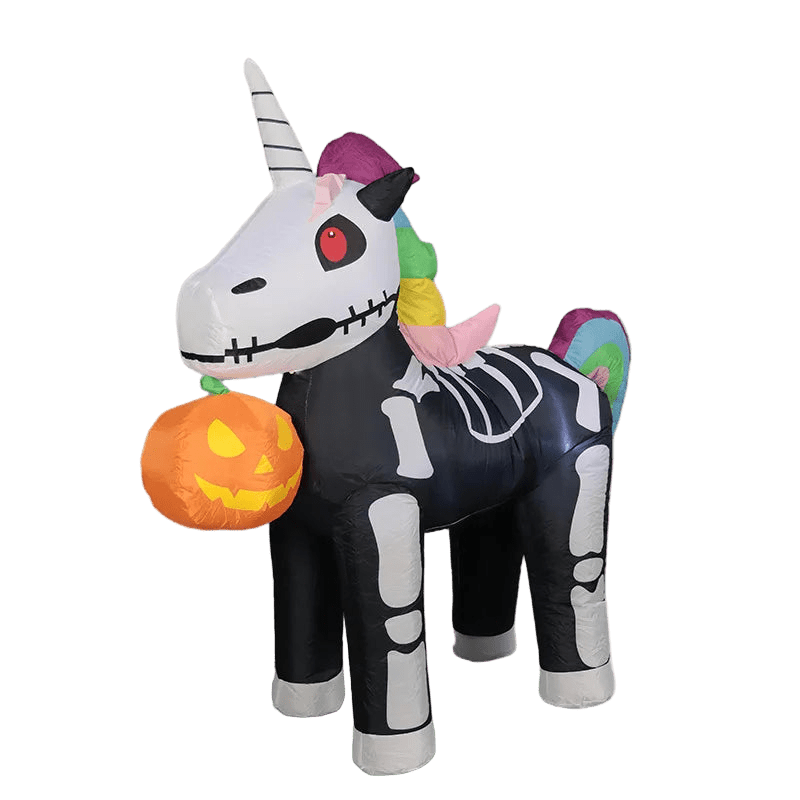 Skeleton Unicorn and Pumpkin Inflatable - 150cm
