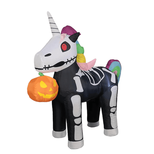 Skeleton Unicorn and Pumpkin Inflatable - 150cm