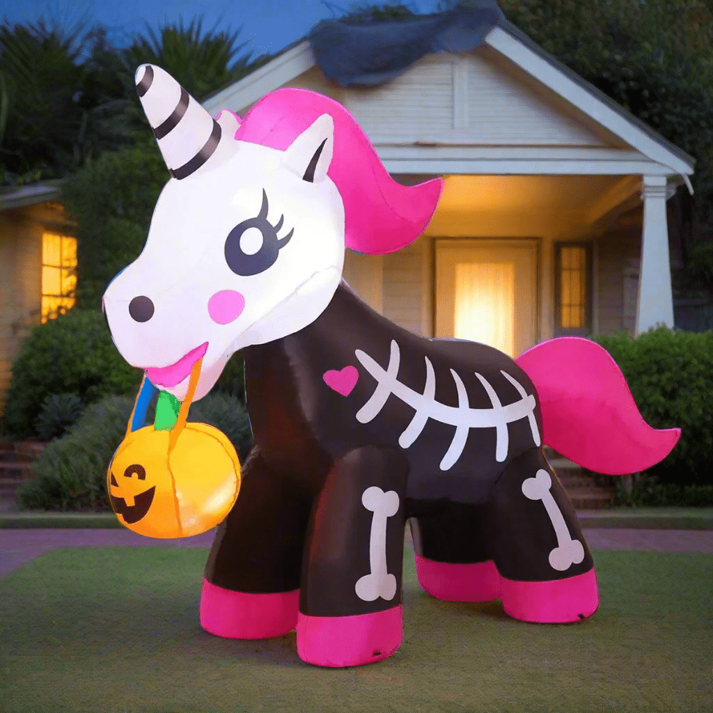 Skeleton Unicorn Pink Inflatable - 150cm