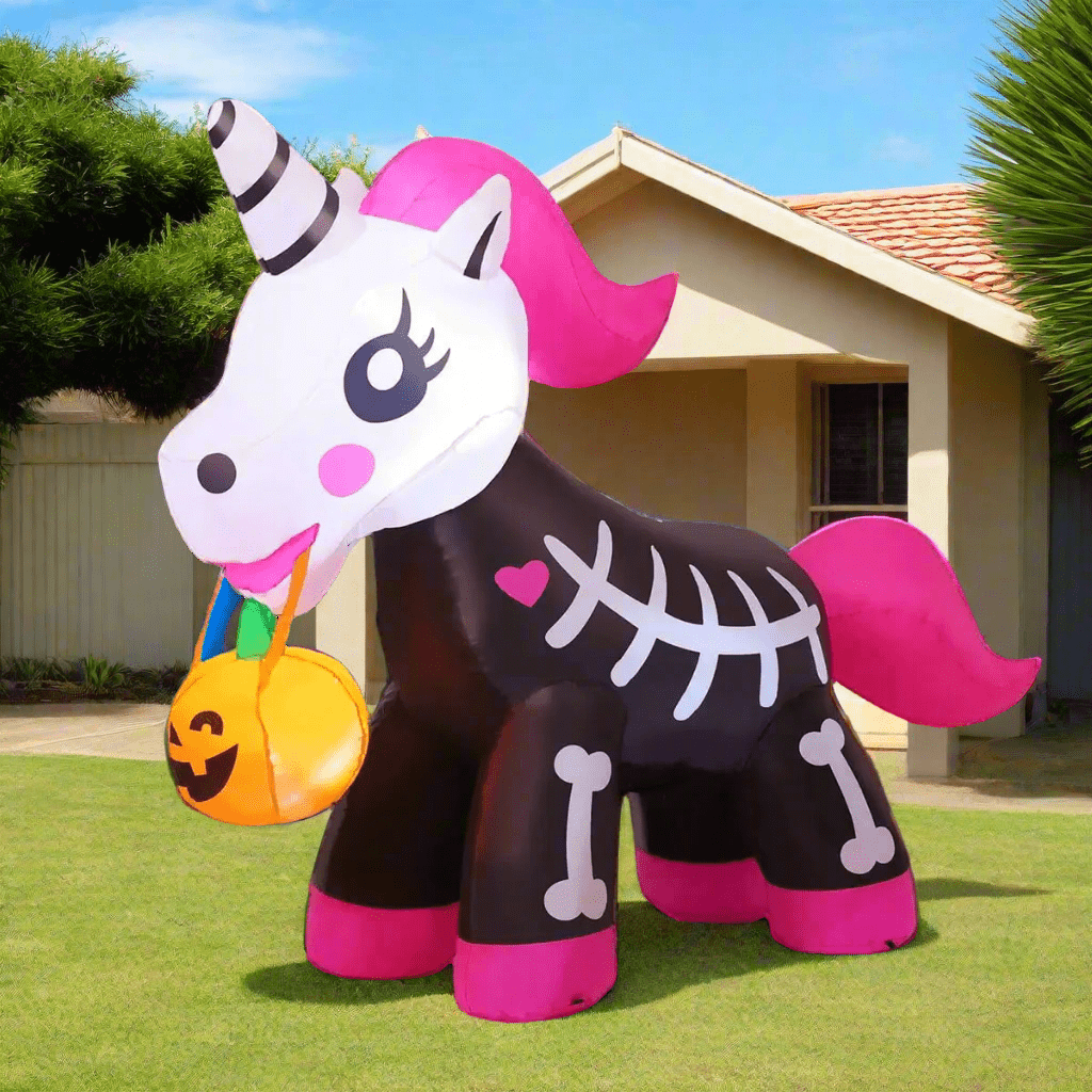 Skeleton Unicorn Pink Inflatable - 150cm