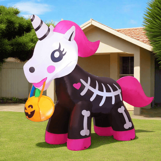 Skeleton Unicorn Pink Inflatable - 150cm