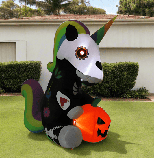 Skeleton Unicorn with Pumpkin - 150cm