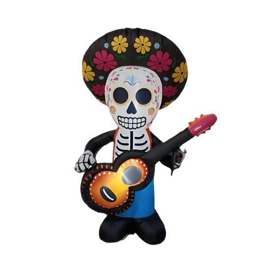 Skeleton with Sombrero and Guitar Inflatable - 180cm