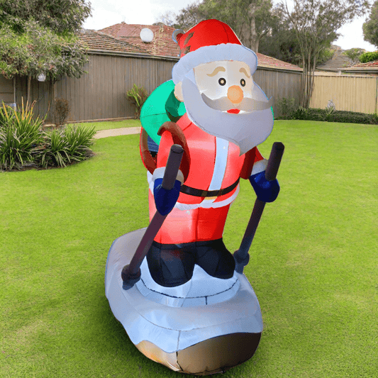 Skiing Santa with Gift Bag Inflatable - 180cm