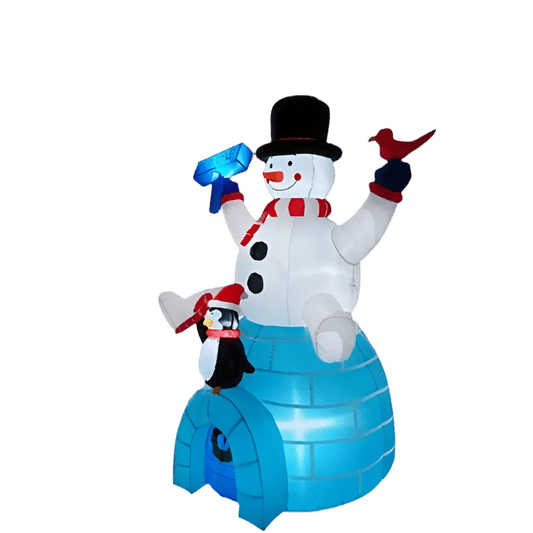 Snowman and Penguin on Igloo Inflatable - 180cm