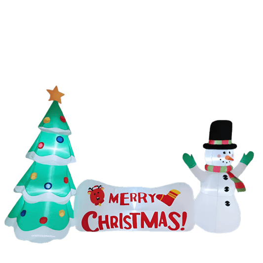 Snowman with Merry Christmas Tree Scene Inflatable - 300cm
