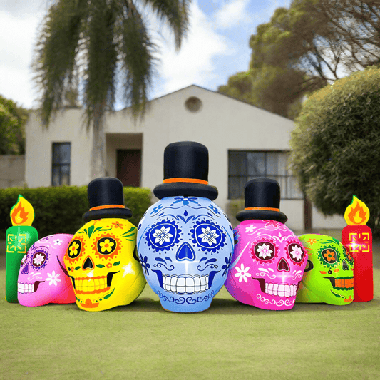 Spooky Skeleton Faces Inflatable - 210cm