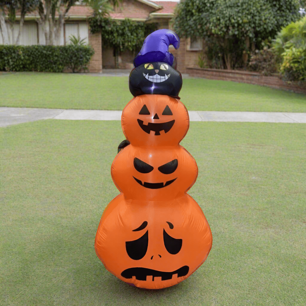 Stacked Halloween Pumpkins & Cat Inflatable - 230cm