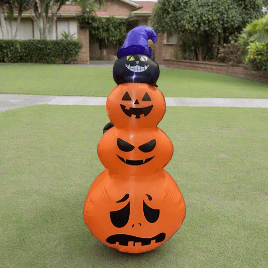 Stacked Halloween Pumpkins & Cat Inflatable - 230cm