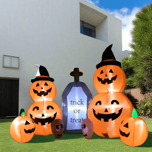 Stacked Pumpkins & Tombstone Graveyard Scene Inflatable - 160cm