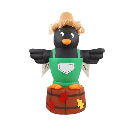 Thanksgiving Crow with Hat on Barrel Inflatable - 180cm