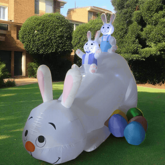 Three Easter Bunnies Sliding with Eggs Inflatable - 310cm