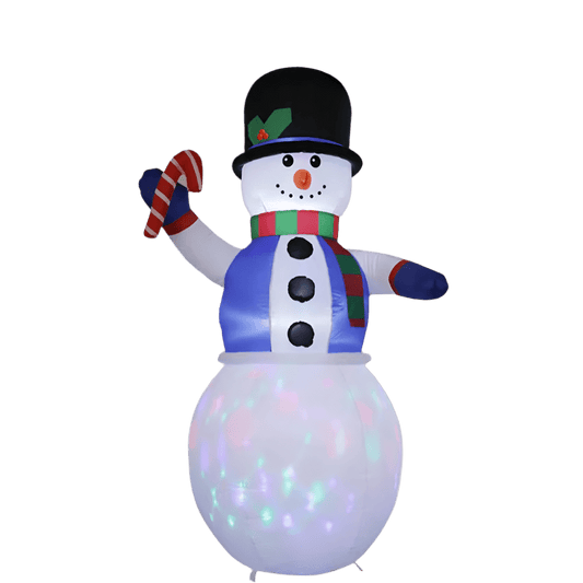 Top Hat Snowman holding Candy Cane Inflatable - 180cm