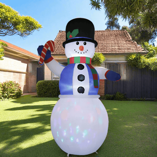 Top Hat Snowman holding Candy Cane Inflatable - 180cm