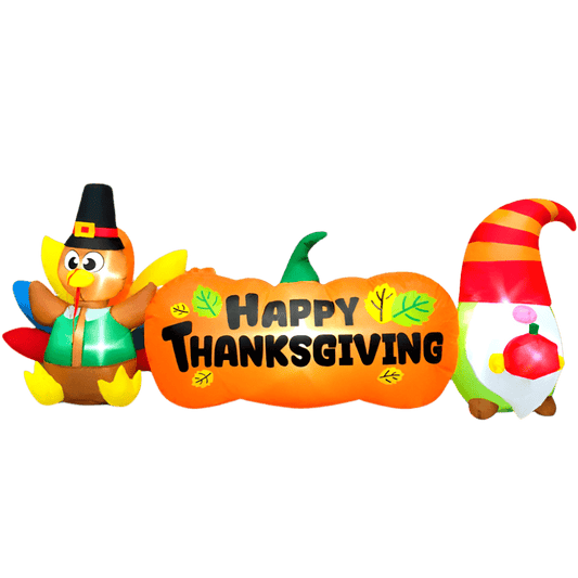 Turkey, Gnome and Thanksgiving Pumpkin Inflatable - 240cm