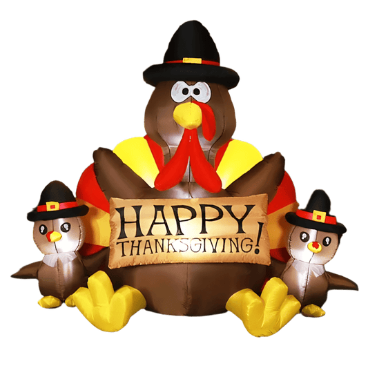 Turkey Trio with Happy Thanksgiving Inflatable - 140cm