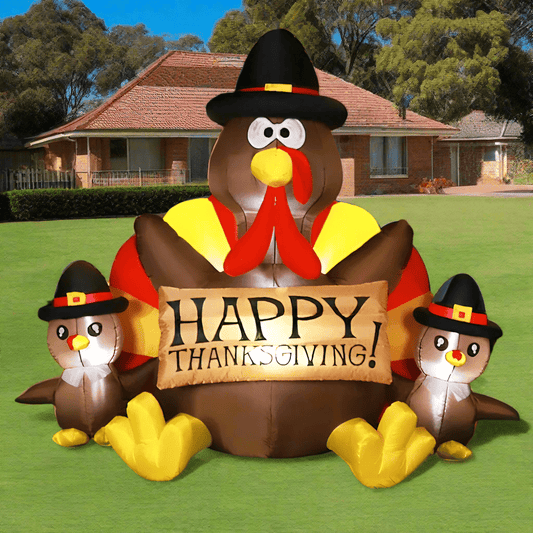 Turkey Trio with Happy Thanksgiving Inflatable - 140cm