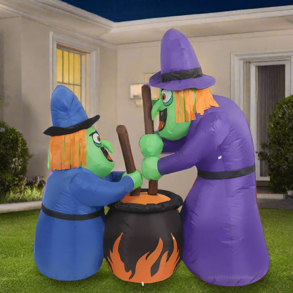 Two Old Witches with Cauldron of Spells Inflatable - 150cm