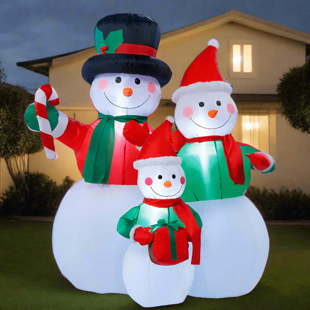 Festive Snowman & Snow Woman Family Inflatable - 180cm